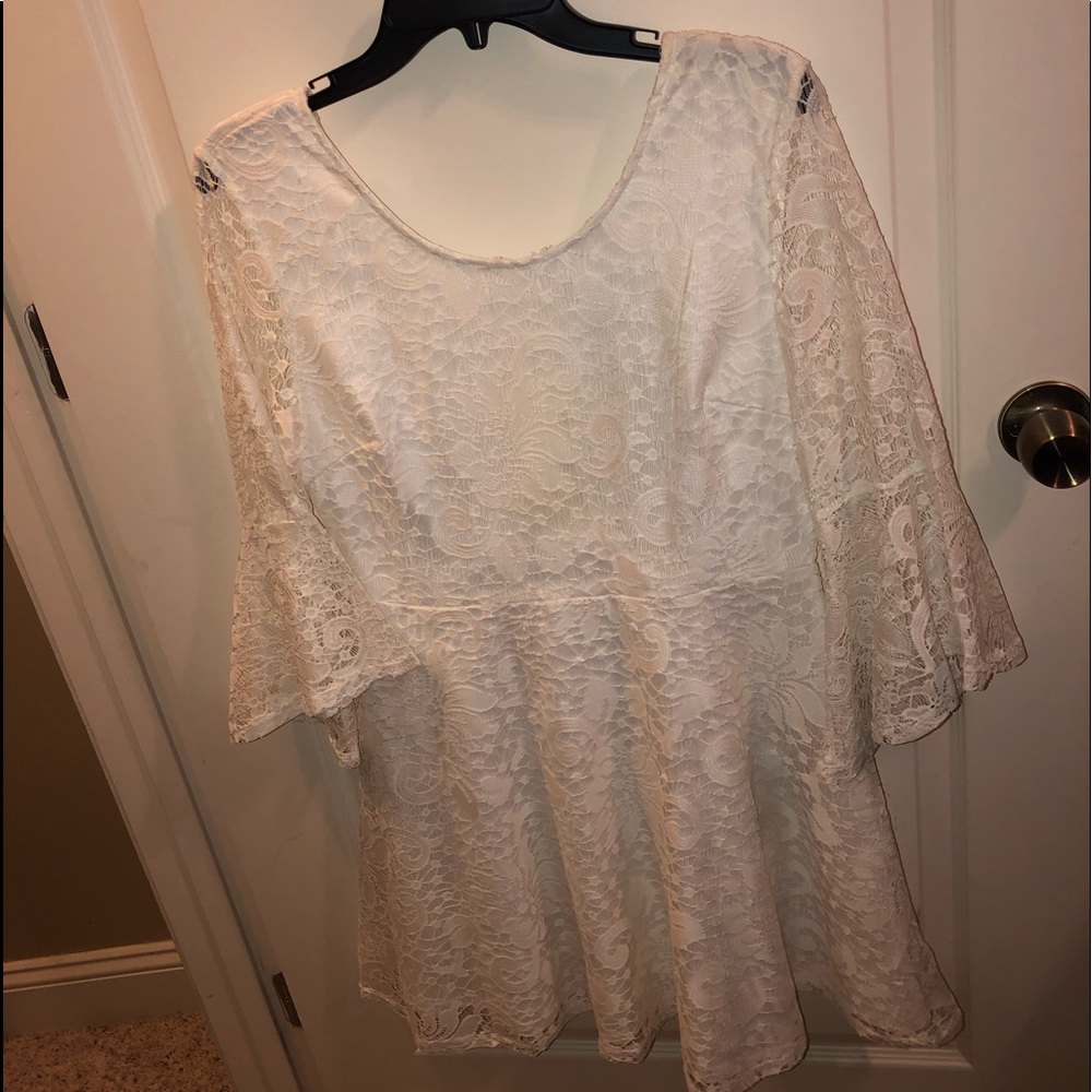 White Lace Mini Casual Dress
